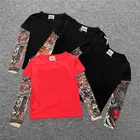 INSвесенне-Осенняя детская одежда футболка для мальчиков футболка в стиле хип-хоп с длинными рукавами и рисунком татуировки для мальчиков