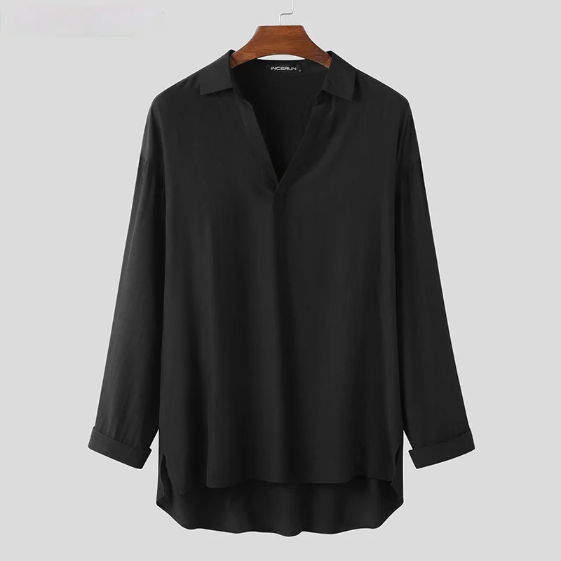 

Мужская рубашка в Корейском стиле Стиль Уличная Повседневная одежда с длинными рукавами модные брендовые рубашки Masculina отворотом Цвет шик ...