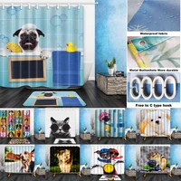 high quality waterproof cat dog printed shower curtains bathroom curtains with hooks 3d printing thick fabric bath curtains home