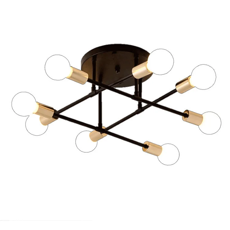 

Multiple Rod Wrought Iron Ceiling Light Retro Industrial Loft Nordic Dome Lamp for Home Decor Dinning Cafe Bar