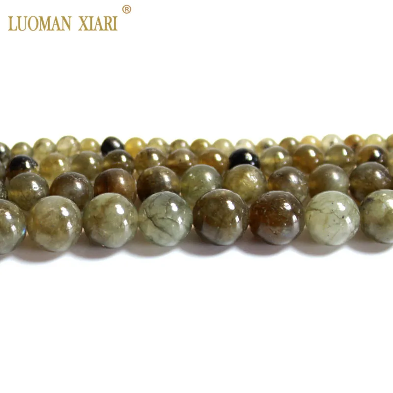 Изысканные AAA 100% натуральный зеленый Labradorstein круглый камень бусины для