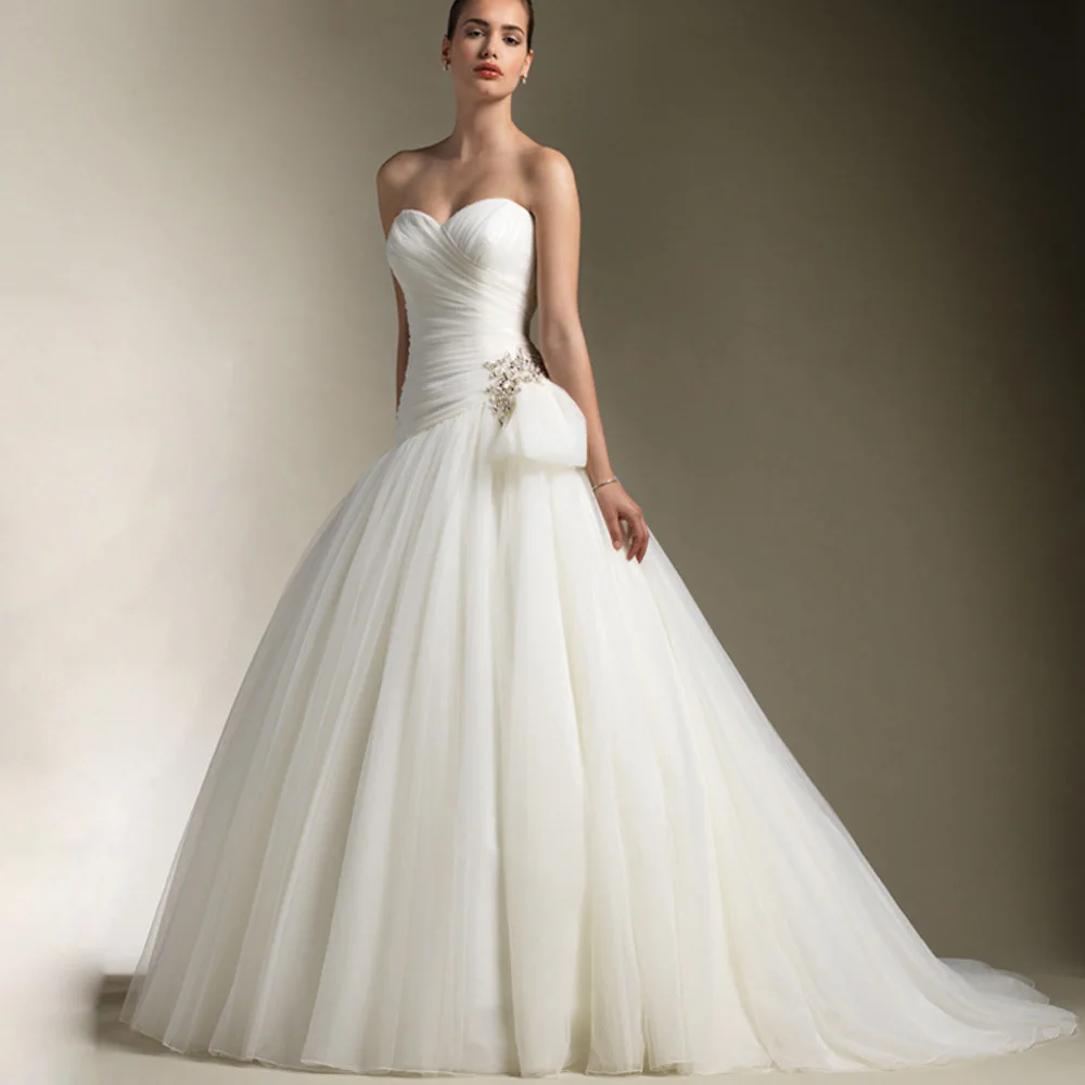 

Fashionable Ivory 2021 Hot sale Sweetheart vestidos de noivas princesa cristal Plus Size Bridal Gowns Bespoke Wedding Dresses
