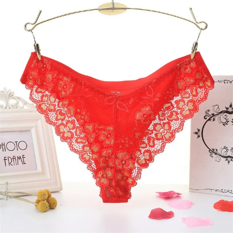 Woman Panties Sexy Floral Lace Transparent G-String Lingerie Ladies Low-Rise Ice Silk Seamless Briefs | Женская одежда