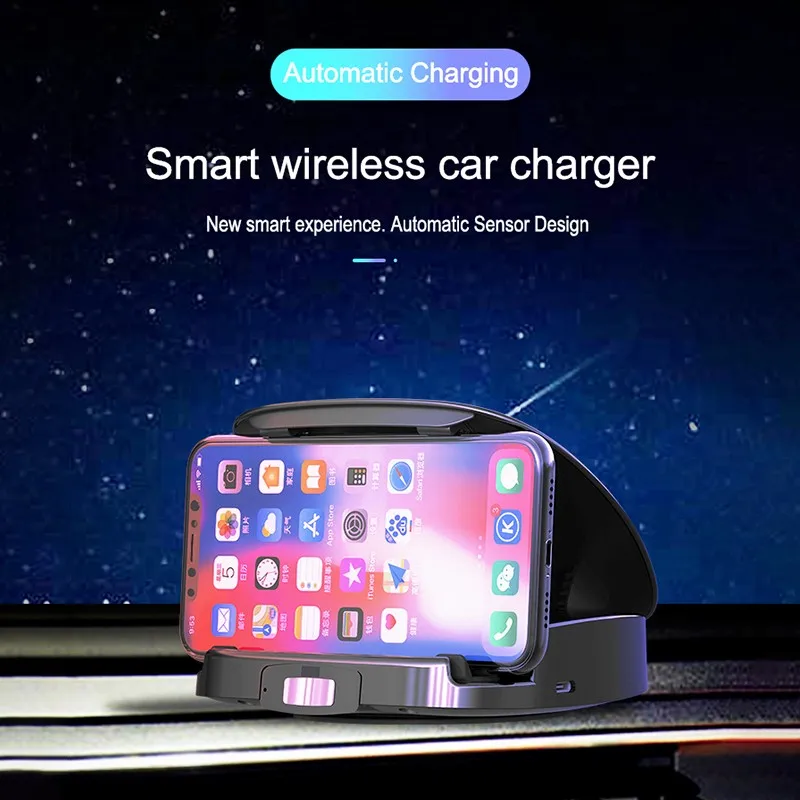 New Smart Car Wireless Charger Mobile Phone Holder Automatically Opens Closes Infrared Touch Dual Sensor Wireless  Charger
