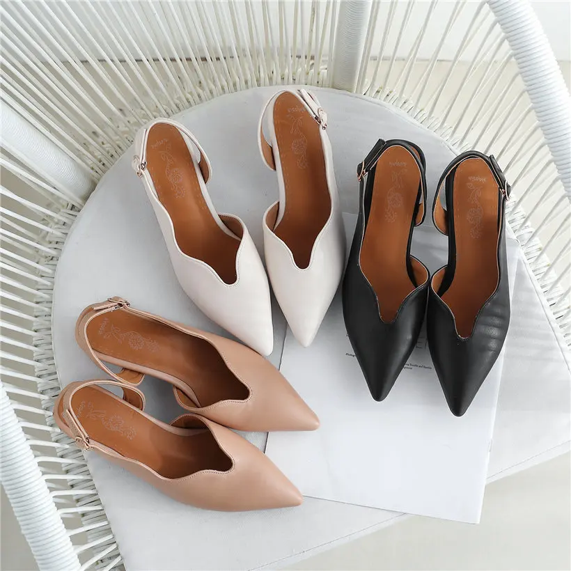 Женские босоножки с ремешком на пятке черные или Бежевые из искусственной кожи