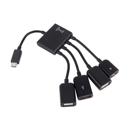 4-портовый мини-USB OTG адаптер для смартфона, компьютера, планшета, ПК - изображение
