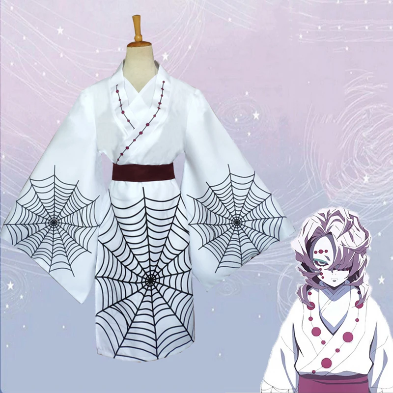 

Anime Comic Demon Slayer Kimetsu no Yaiba Cosplay Costumes Rui Cosplay Costume Uniforms Halloween Blade Of Demon White Kimono