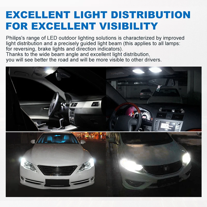 Philips W5W 12V светодиодный 1 0W W2 1x9 5d Auto 6000K 4000K теплый белый Ultinon карт.уп. 2шт T10