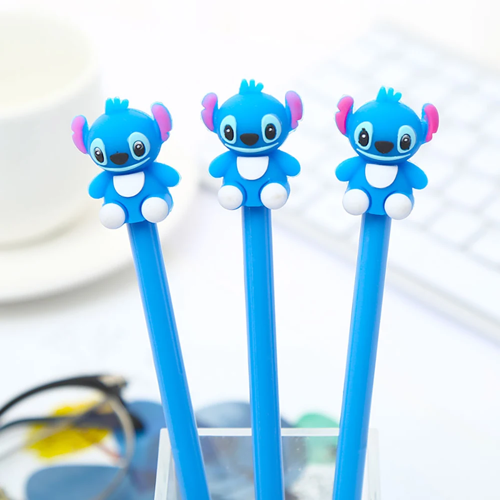 

Korean Fancy Cute Cool Kawai Stitch Gel Pen Anime Blue Kawaii Stationery Office Accessory Stationary Back to School Supply Thing