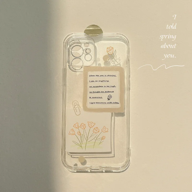 Original flower clear soft silicone phone case for iphone 7 8 plus x xr xsmax 11 12 mini 13 14 pro max cute cover capa shell