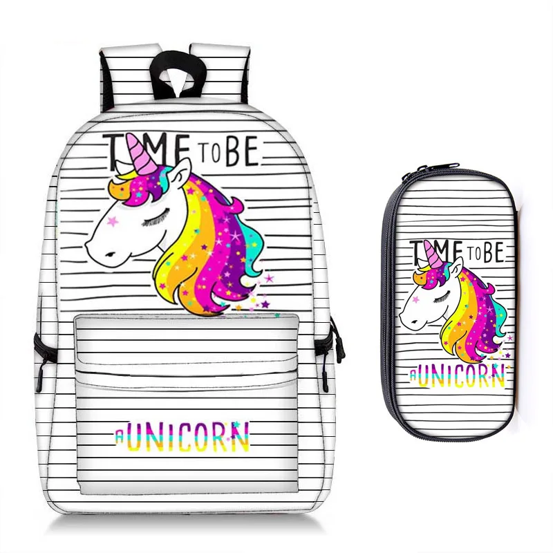 17 дюймов панда рюкзак для девочек-подростков ноутбук Mochila Feminina Unicorn студенческий школьный рюкзак женские дорожные сумки - Цвет: 2pcs 032
