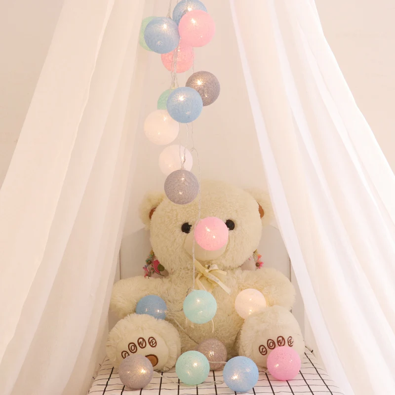 

20 LED Cotton Ball Garland String Lights Christmas Fairy Lighting Strings for Outdoor Holiday Wedding Xmas Party Home Decoration