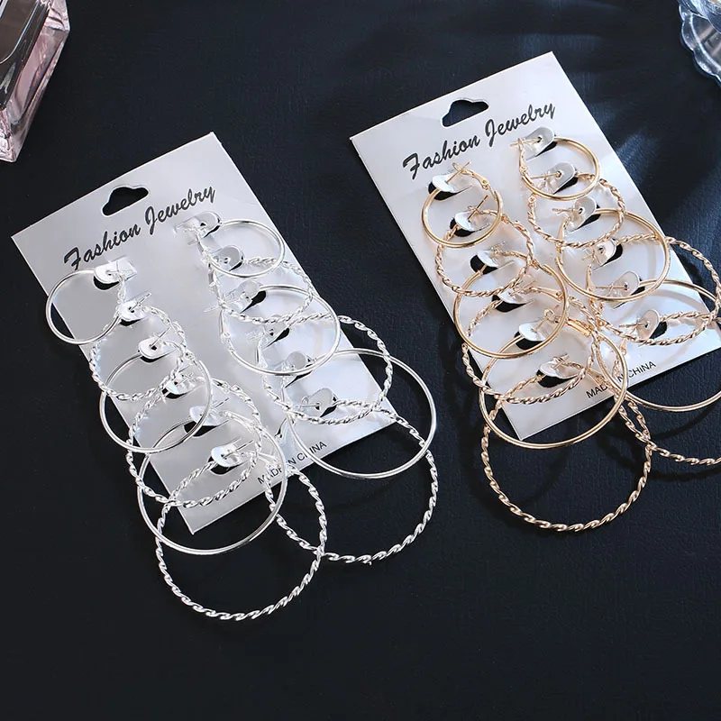 

9Pairs/12 Pairs Women Large Circle Hoop Earrings Gold for Women Round Huggie Steampunk Earrings Set Vintage Hoops Ear Rings