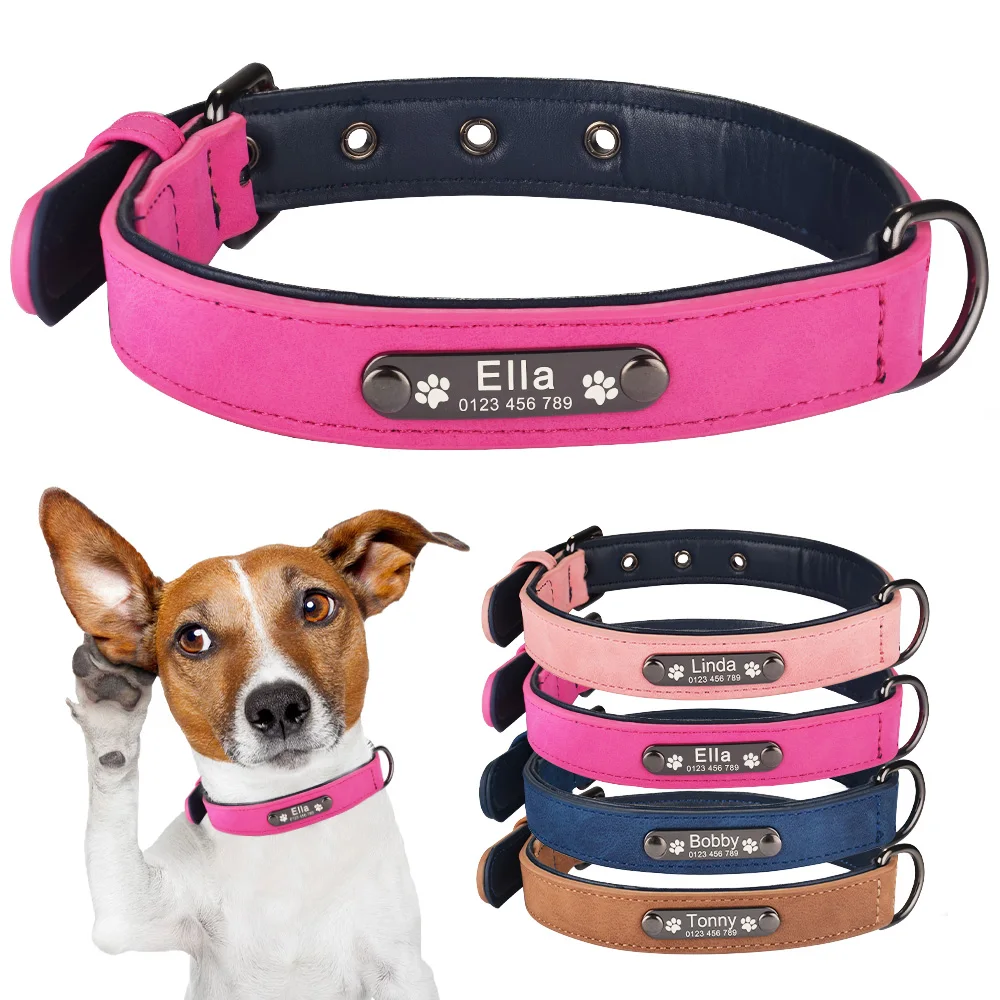 

Personalized Dog Collars Customized Dog Collar with Id Tags Adjustable Size for Large Medium Small Puppies Pet Supplies Leather