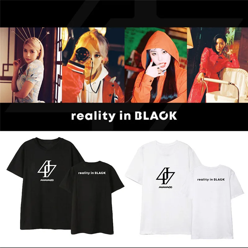 Kpop MAMAMOO реальность в черном альбоме рубашки хип-хоп Уличная одежда свободная