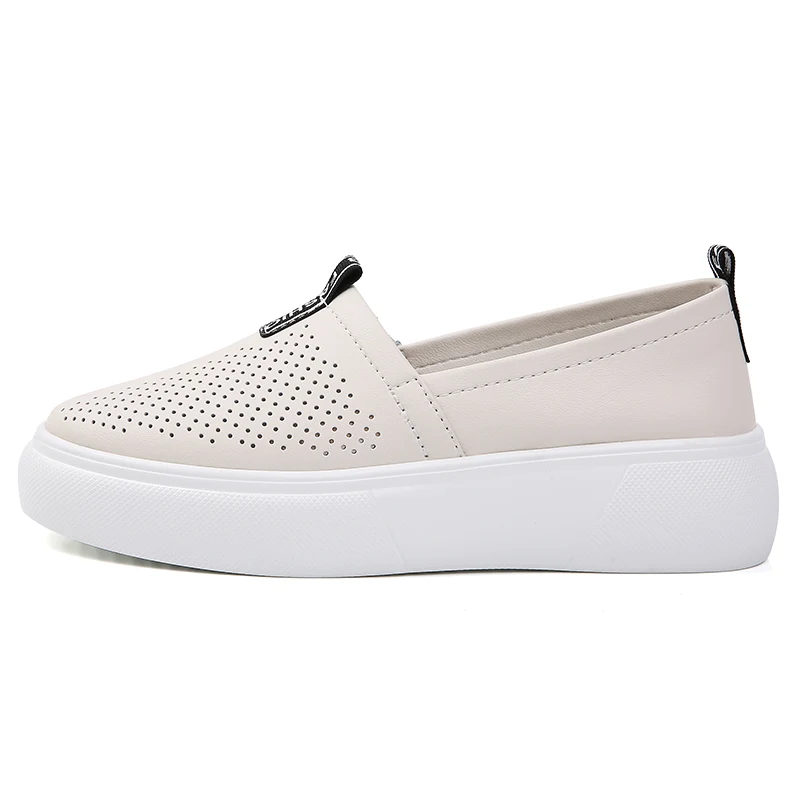 

Кроссовки женские из натуральной кожи, мягкие удобные прогулочные кеды, без шнуровки, плоская подошва, повседневная обувь