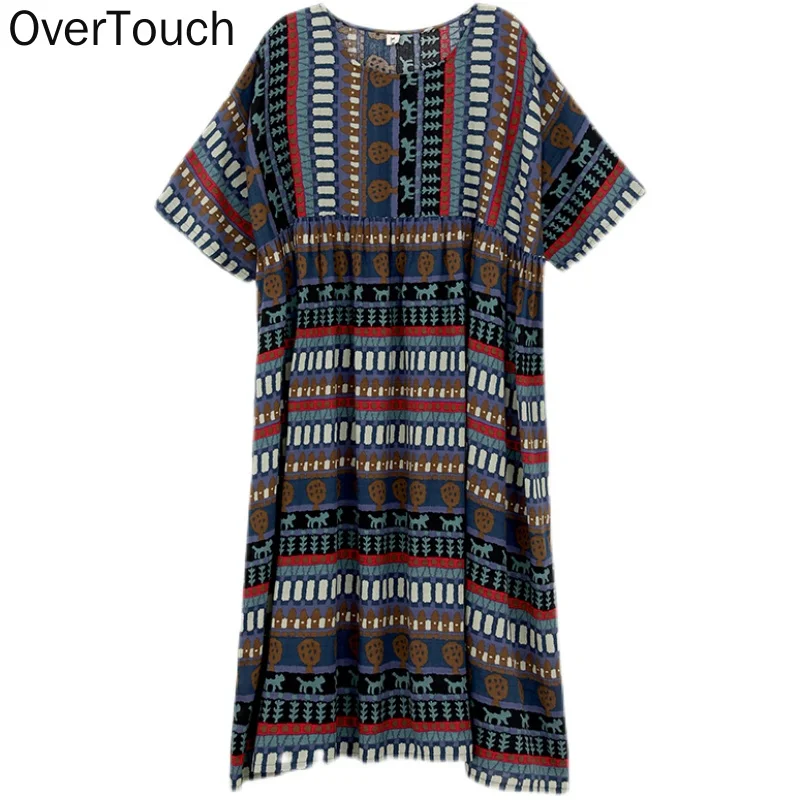 

Plus Size Summer Dress Women Vestidos Sundress Beach Vintage Print Long Dress Oversize Cotton Loose Casual 5XL 6XL 2021