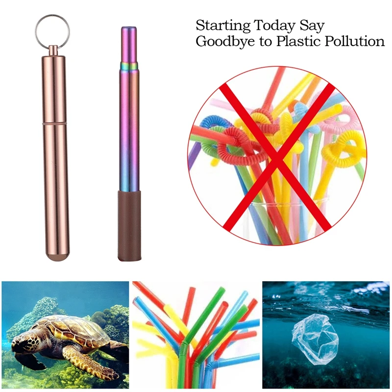 Складная металлическая соломинка из нержавеющей стали многоразовые трубочки