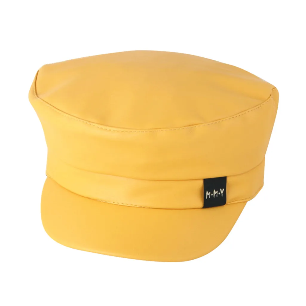 Yellow Модная хлопковая шапка Кепка Женская Повседневная Уличная веревка плоская кепка элегантная однотонная осенне-зимняя теплый берет шляпа Boinas De Mujer Au30 - Цвет: Yellow