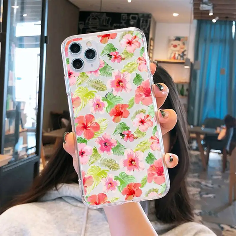 

Dried flowers pink Phone Case Transparent for iPhone 6 7 8 11 12 s mini pro X XS XR MAX Plus cover funda shell