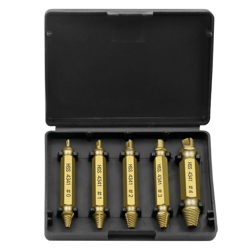 

5Pcs Broken Breakage Head Screw Extractors Double Ended Damaged Screw Extractor Wood Bolts Remover Extract Drill Tool