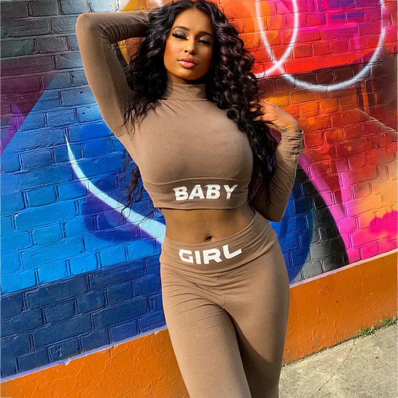 

Women Sexy two piece set High elastic letter print Fitness tracksuit Sportwear Summer Outfits Matching Set Tracksuit Female