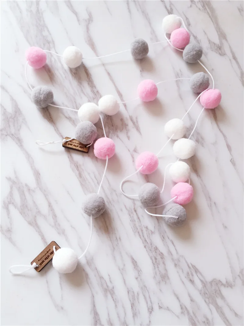 white gray pink 2 м DIY Macaron цвет волос шар Декор баннер Детская комната украшения баннер бамперы для постельных принадлежностей вечерние Флаги дети девочки декор комнаты - Цвет: white gray pink