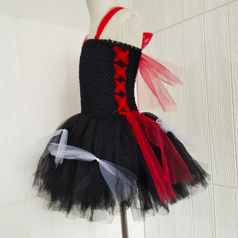 Высокое качество зомби платье-пачка с поясом черное красное вампир косплей