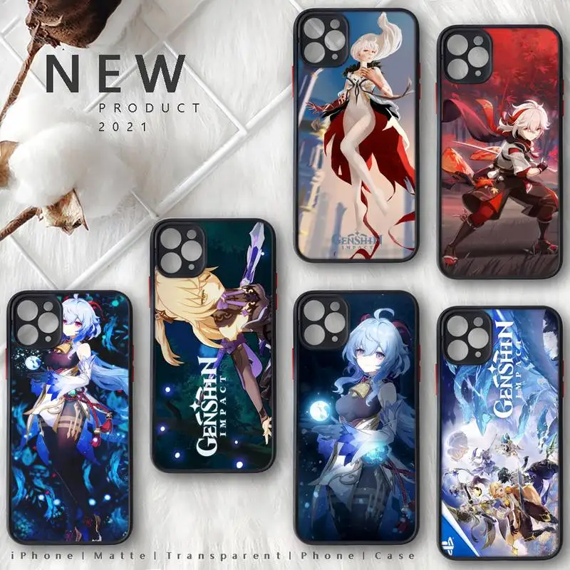 

Genshin impact Phone Case Matte Transparent for iphone 11 12 pro mini XS XR X max 7 8 plus TPU Soft TPU coques shell funda cover