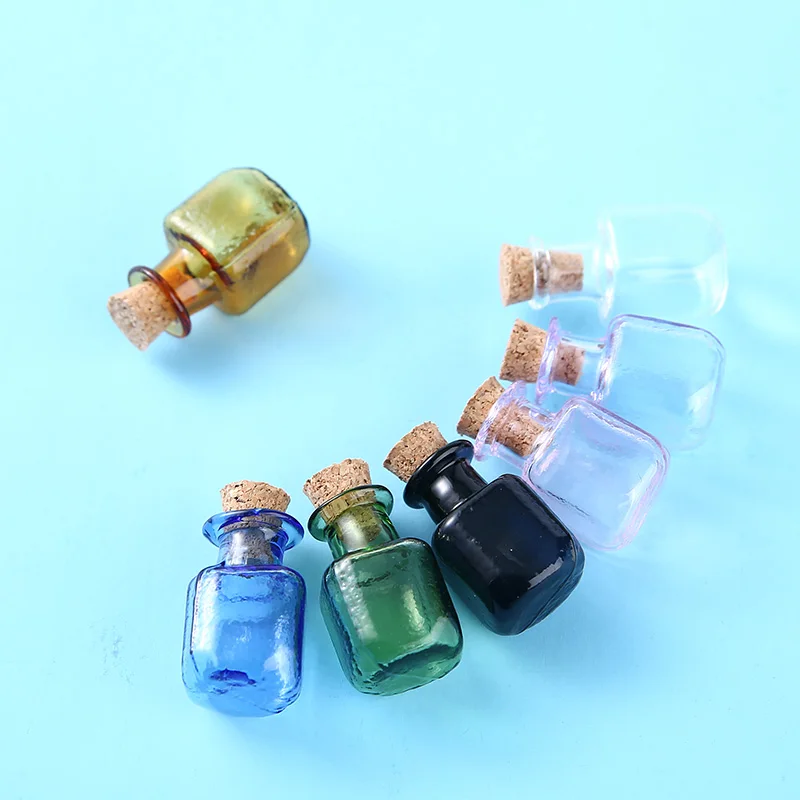 7 шт./компл. Мини Стеклянная бутылка прямоугольник милые крошечные баночки
