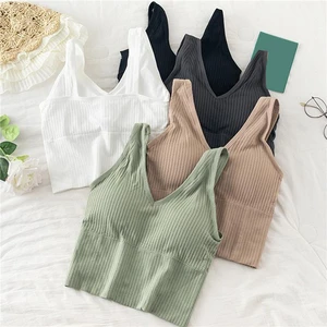 Women's Top Fashion Knitted Sexy Crop Tops Solid Color Skinny Tank Lingerie Underwear Streetwear Vest Female Cropped Camisole
