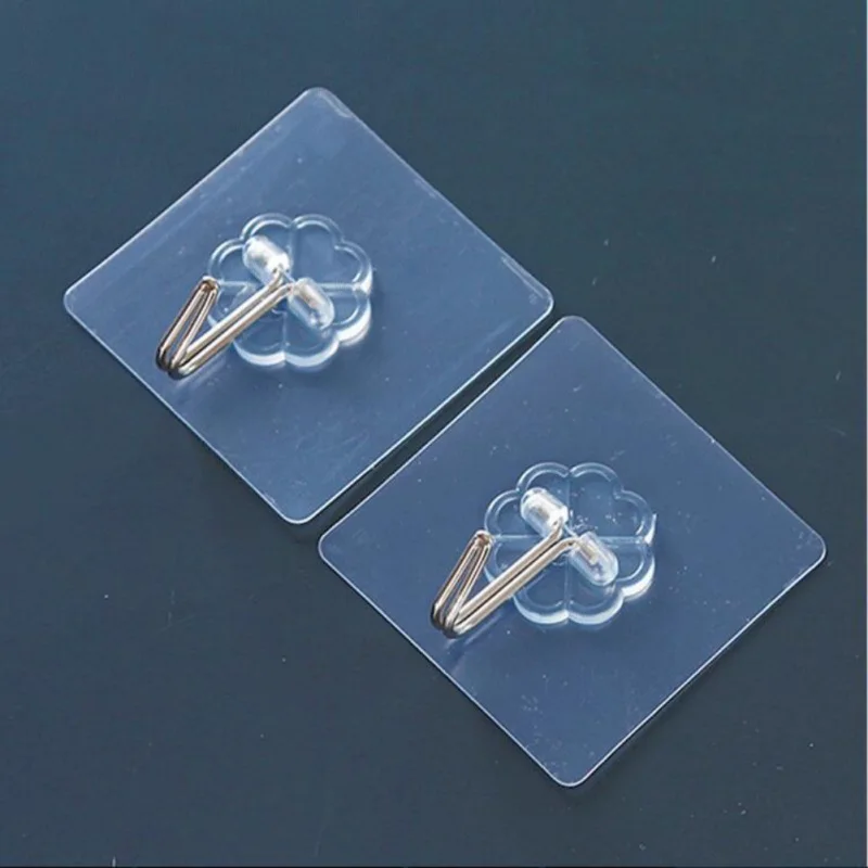 

1/2/4/6 Transparent Wall Hooks Waterproof Oilproof Self Adhesive Hooks Reusable Seamless No Scratch For Kitchen Bathroom Office