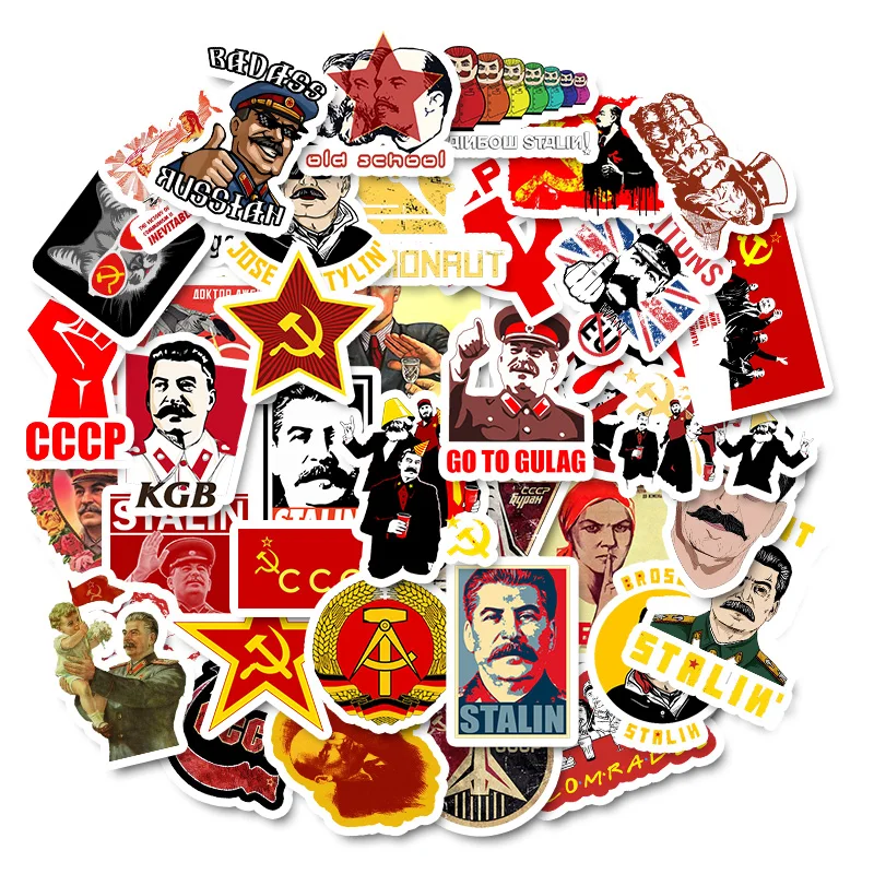 

50 PCS Mixed Soviet Union Stalin USSR CCCP HET Stickers Waterproof PVC Skateboard Guitar Phone Motorcycle Laptop Luggage Sticker