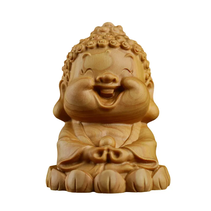 

XS045-5CM Hand Carved Boxwood Carving Figurine Buddha Statue Home Decor -Maitreya Bodhisattva Sculpture Folk Crafts