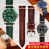 handmade genuine leather watch strap 20mm 22mm24 for rolex citizen omega mido huawei gt mens watchband brown blue green grey