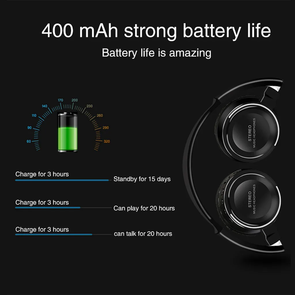 Портативные беспроводные наушники Bluetooth стерео Складная гарнитура аудио Mp3