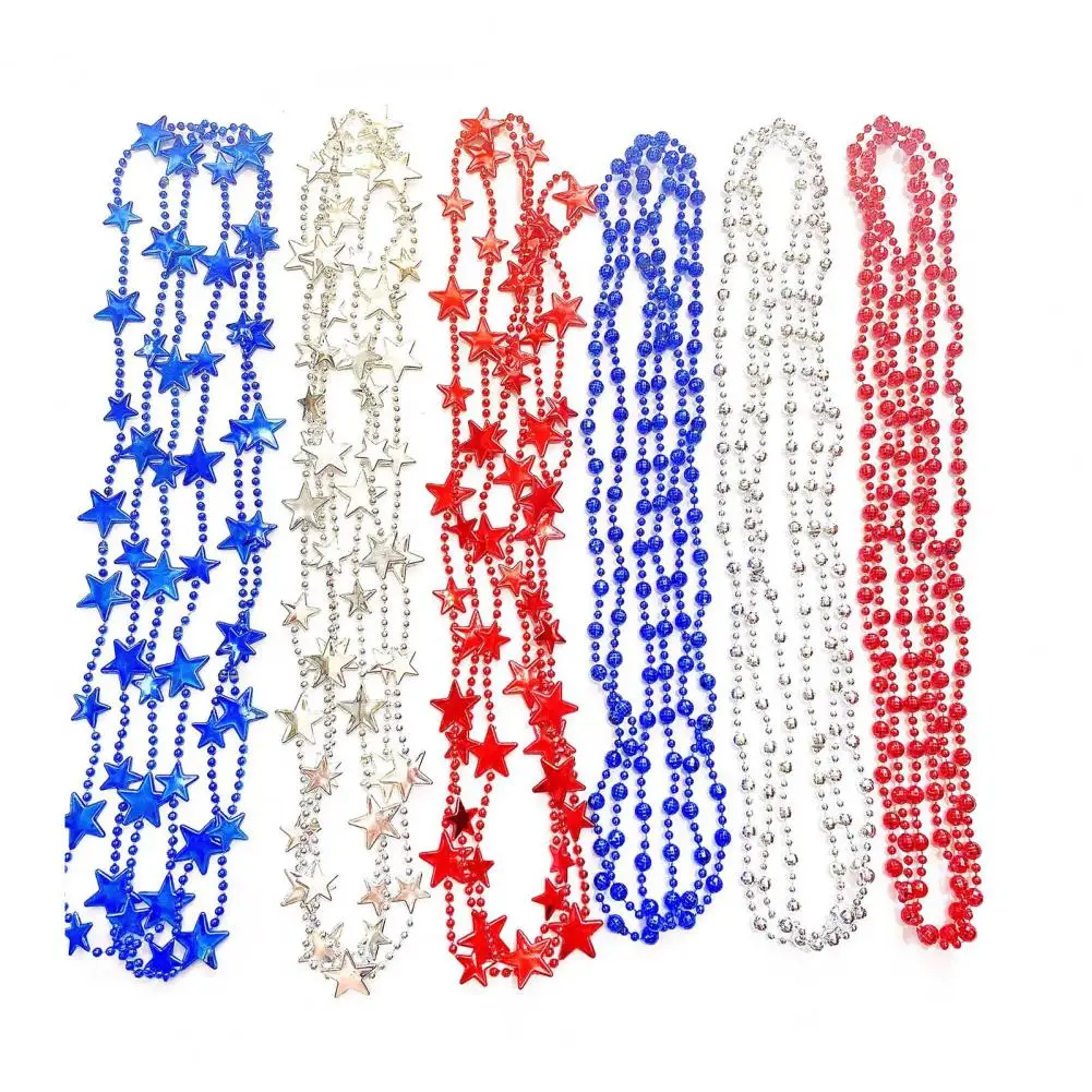 

Reusable 6Pcs/Set Pretty Exquisite Chain Necklaces Five-pointed Star Shaped for Independence Day