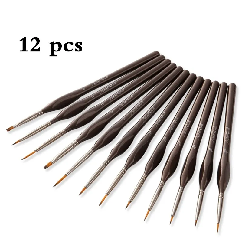12 шт./компл. кисть для масляной краски дерево Handel нейлон волосы разного размера