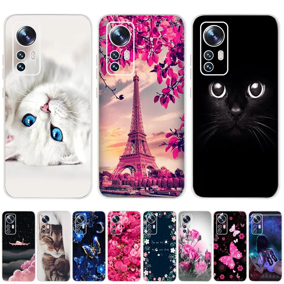 Чехол для Xiaomi 12x, задняя крышка Xiaomi 12, милый белый бампер с рисунком кота для Xiomi Mi 12x12 x xiaomi12, чехлы, прозрачный чехол