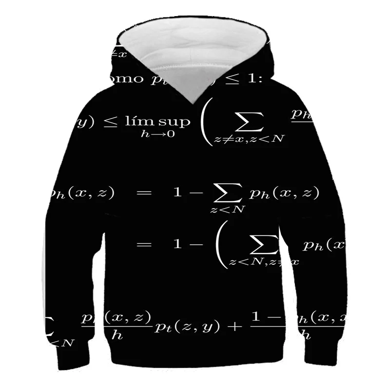 

2021 new children's Hoodie 3D printed cotton sweatshirt boys' sweater girls Plush Pullover mathematical and physical symbols