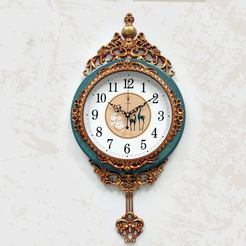 

European Clock Creative Wall Clock Swing Fashion Personality Wall Watch Retro Mute Living Room Clock Quartz Clock Wall Clock