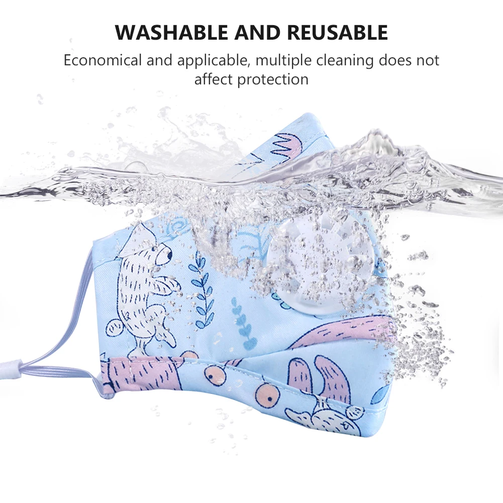 

High Quality Washable Boy Girl Cotton Cartoon Kids Mask With 2 Filters 5 Layers Mouth Mask Breathing Valves Face Maske