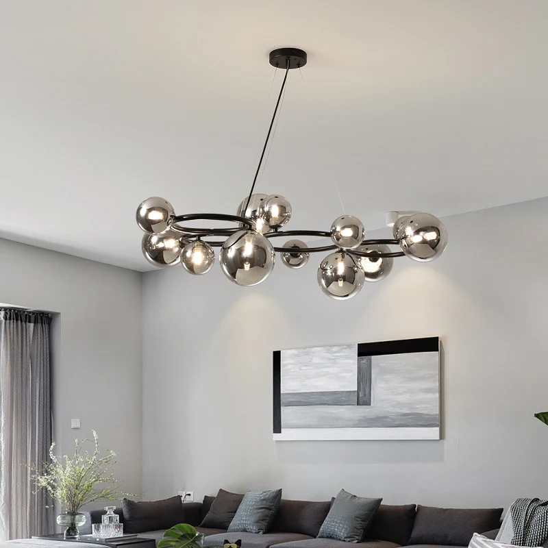 Стеклянные шаровые подвесные светильники в скандинавском стиле дизайнерские