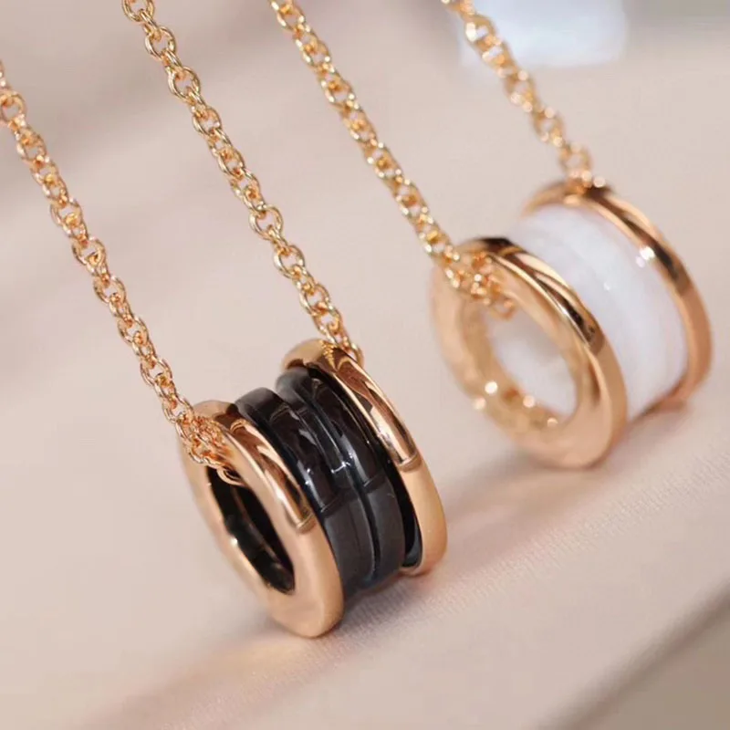 Классическое черно белое керамическое ожерелье из стерлингового серебра S925