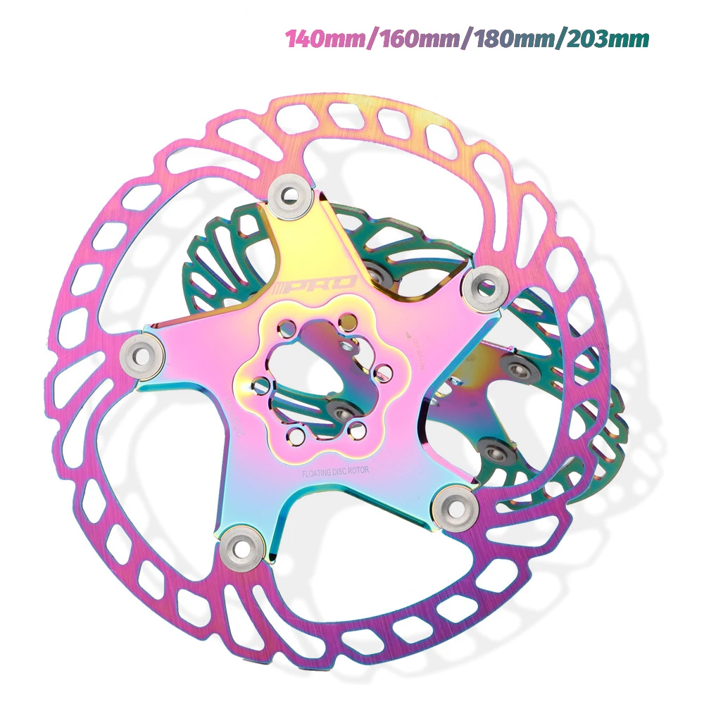 

1pc MTB Bicycle Brake Rotor Floating Colorful Mountain Bike Brake Disc 140mm 160mm 180mm 203mm Bicycle Hydraulic Disc Brake Pad