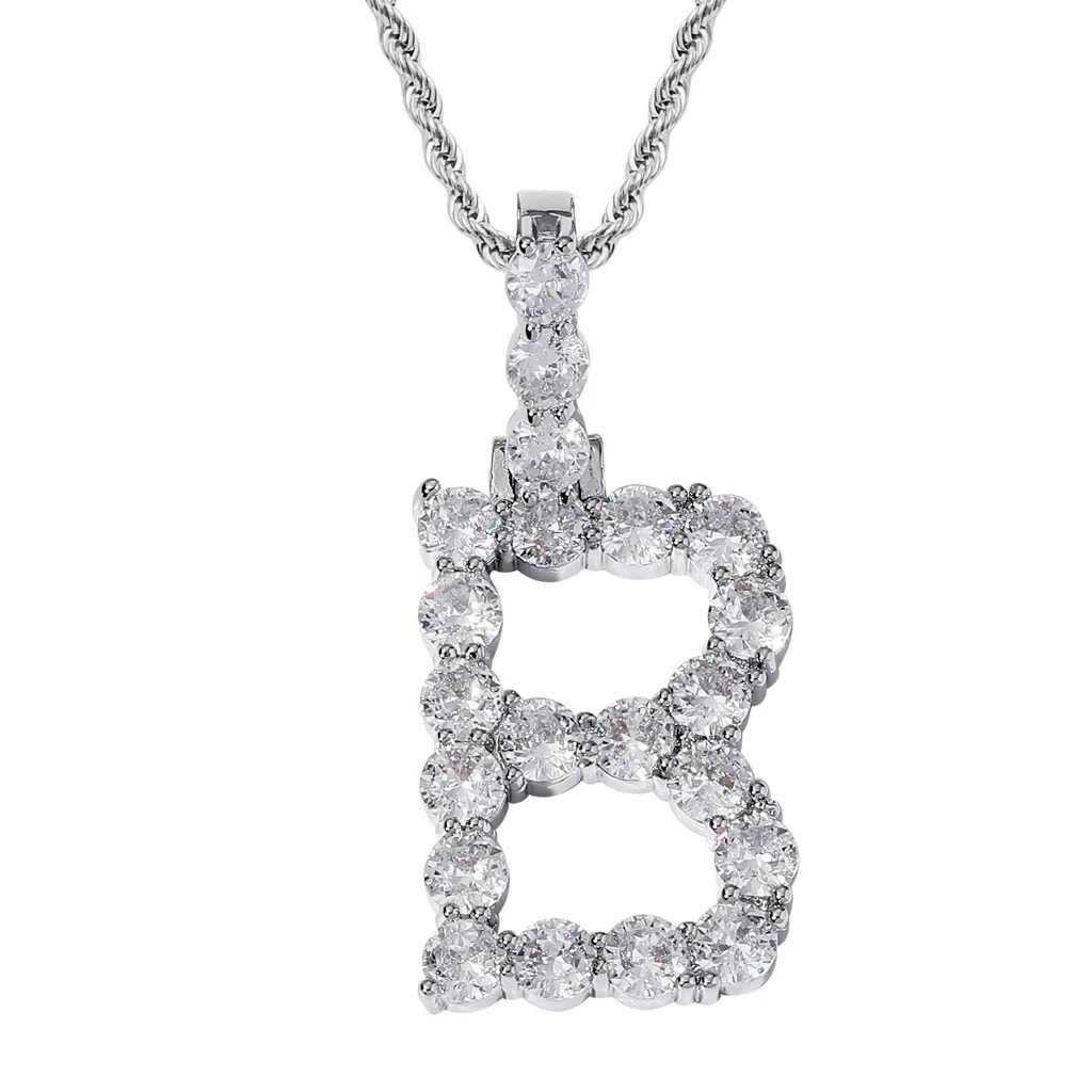 

Copper A-Z Letter Pendant Necklace Cubic Zirconia Alphabet Pendants Gold Silver Color 26 Initial Collares Jewelry