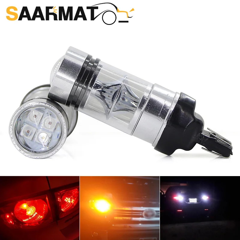 

2Pcs P21/5W LED Car BAY15D Bulb 1157 Tail Signal Brake Stop Reverse DRL Light 1156 BA15S P21W T20 7443 W21/5W Yellow Red White