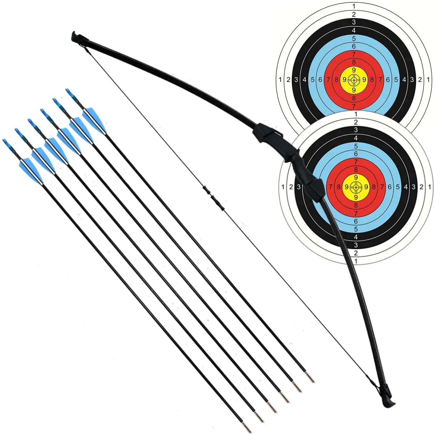 

45" Children's Recurve Bow And Arrow Set Archery Red Limbs for Youth Beginner Practice Shooting Right Left Hand with 6 Arrows