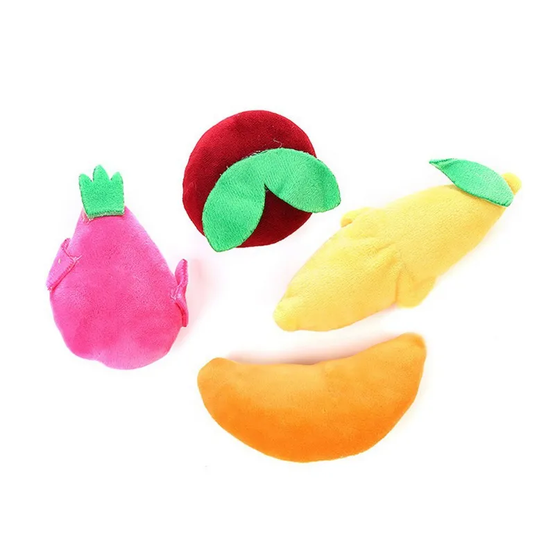 Pet Cute Fruit Shape Plush Toy Cat Chews Teeth Cleans Orange / Mangosteen Dragon Banana 1 | Дом и сад