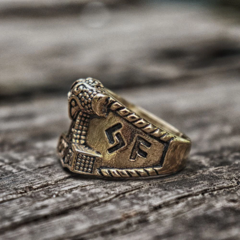 Мужское кольцо из нержавеющей стали Viking Thor Hammer Золотое скандинавские